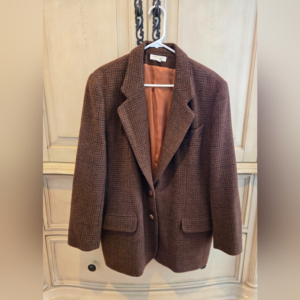 Brown Tweed Women's Blazer Size 14